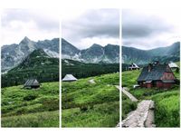 60 90CM OBRAZ 3 ELEM CHATY TATRZAŃSKIE DRUK PŁÓTNO RAMA