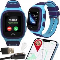 SMARTWATCH ZEGAREK DLA DZIECI SIM TELEFON WIDEOROZMOWY GPS SMS NIEBIESKI