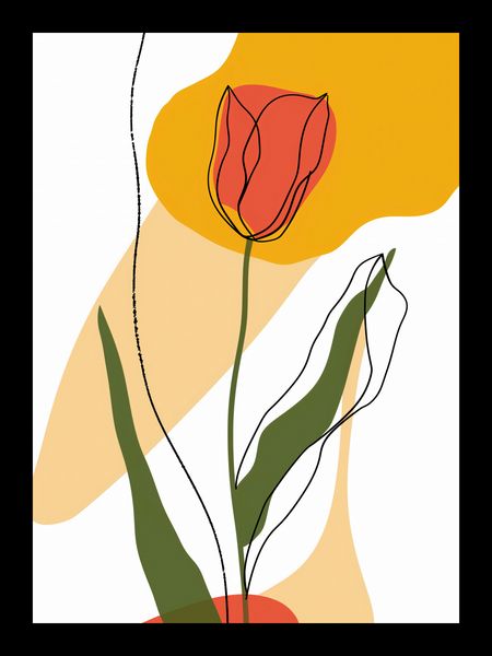 Plakat 13x18cm Przerysowany Tulipan zdjęcie 2