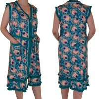 Elegancka letnia podomka szlafrok bawełniana  Rozmiar: 3XL, Kolor: Turkusowy