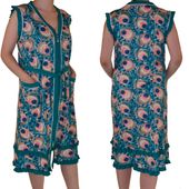 Elegancka letnia podomka szlafrok bawełniana  Rozmiar: 3XL, Kolor: Turkusowy