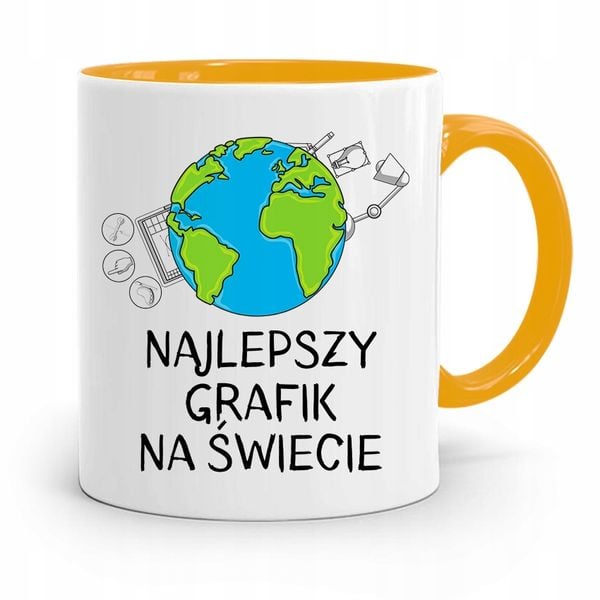 Kubek Żółty Dla Najlepszego Grafika Na Świecie Z Nadrukiem Ze Zdjęciem zdjęcie 1