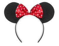 Opaska na głowę Myszka Minnie czarno czerwona w kropki