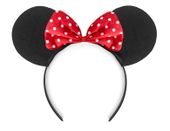 Opaska na głowę Myszka Minnie czarno czerwona w kropki