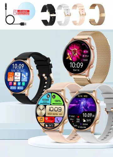 SMARTWATCH ZEGAREK DAMSKI POLSKIE MENU ROZMOWY SPORT SMART WATCH 4 PASKI na Arena.pl