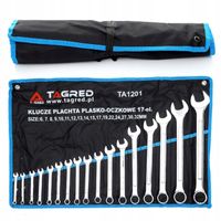 ZESTAW KLUCZY PŁASKO OCZKOWYCH 17 ELEMENTÓW MOCNE KUTE HARTOWANE