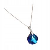 Naszyjnik Wisiorek Srebro 925 Niebieski Cyrkonie