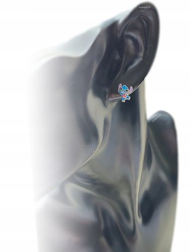 Pr.925 Srebrne bajkowe kolczyki Stich z serduszkiem -HIT kolorowy Stitch na Arena.pl