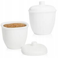 CUKIERNICA STOŁOWA Z BIAŁEGO SZKŁA NA CUKIER SYPANY W KOSTKACH Z POKRYWKĄ