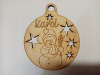 Bombka 9 cm ze sklejki z grawerowanym Bałwankiem