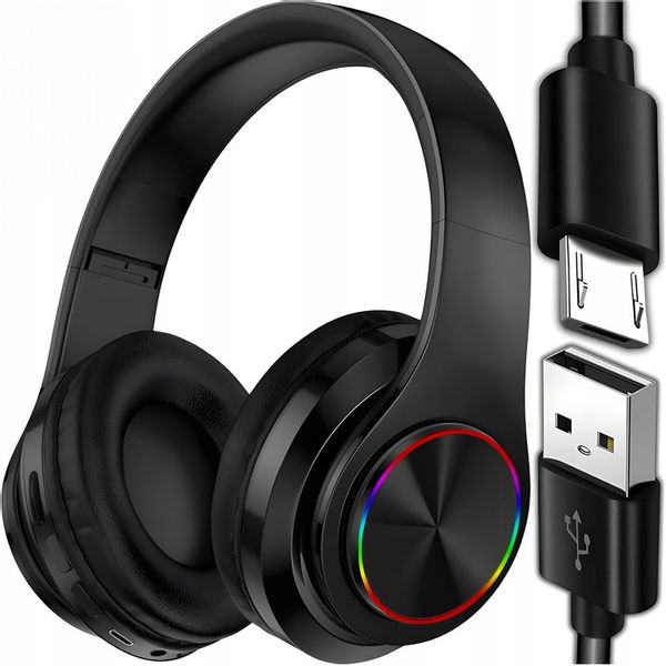 SŁUCHAWKI BEZPRZEWODOWE B39 BLUETOOTH MP3 NAUSZNE MIKROFON RGB DLA DZIECKA zdjęcie 1