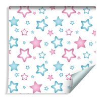 Tapeta Dla Dzieci - Niebieskie i Różowe Gwiazdki