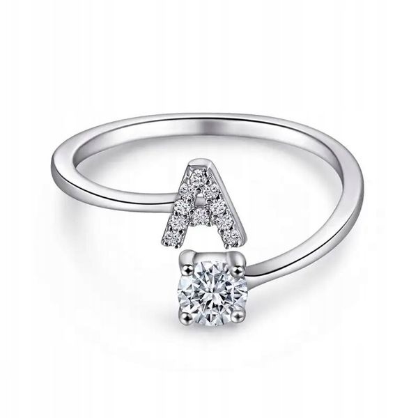Srebrny Pierścionek Regulowany Litera A Srebro 925 zdjęcie 1