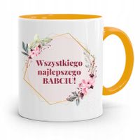 Kubek Żółty Dzień Babci Wszystkiego Najlepszego Z Nadrukiem Ze Zdjęciem