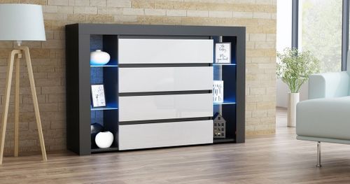 KOMODA MILANO 4 SZUFLADY LED POŁYSK na Arena.pl