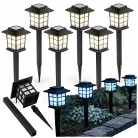 Lampki solarne 6 szt ogrodowe led czujnik zmierzchu szpikulec taras