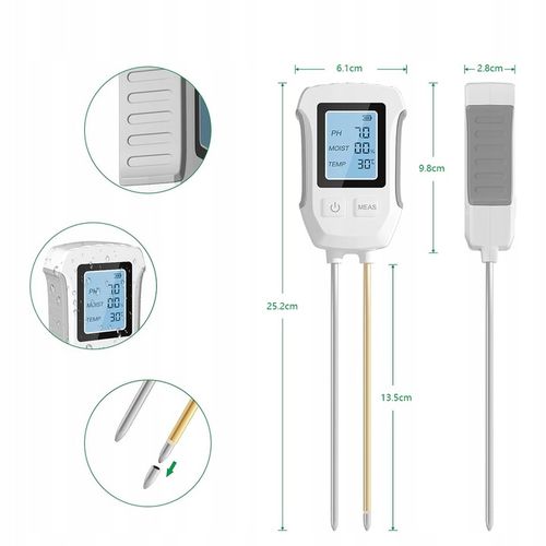 Miernik pH gleby 3w1 tester wilgotności ziemi i podłoża dokładny na Arena.pl
