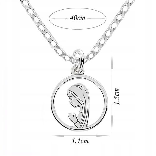 Łańcuszek srebrny 925 40 cm z medalikiem MB idealny na komunię lub chrzest na Arena.pl