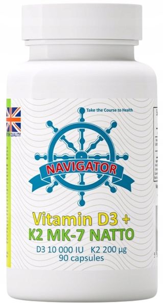 Navigator Witamina D3 10000 IU + Wit. K2 MK-7 200 90 kaps. Mocne kości zdjęcie 1