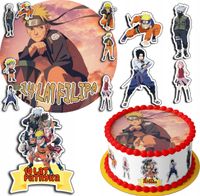 ZESTAW OPŁATEK NA TORT 20CM + 17 POSTACI - NARUTO + IMIĘ 15CM 18CM