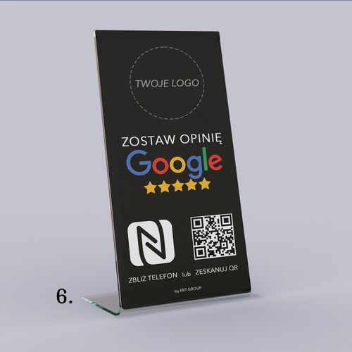 Stojak, STAND NFC, Kod QR do opinii Google Tabliczka Prezenter z logo firmy na Arena.pl