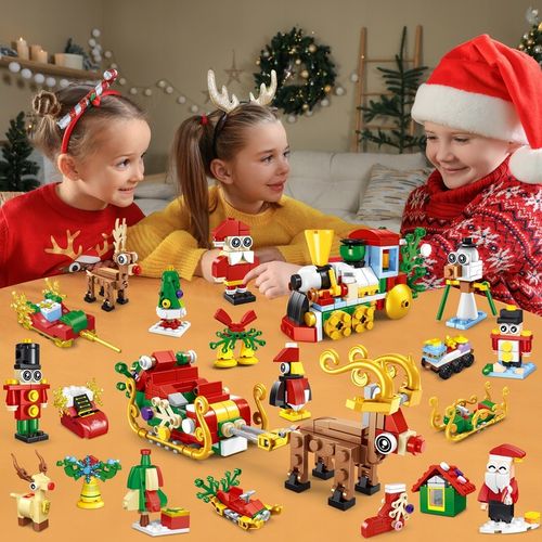 KALENDARZ ADWENTOWY DLA DZIECI KLOCKI ŚWIĄTECZNE 50w1 MIKOLAJ FIGURKA 609el na Arena.pl