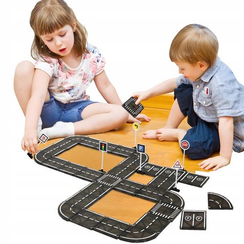 KLOCKI MAGNETYCZNE TOR SAMOCHODOWY DROGA ZE ZNAKAMI 50 ELEMENTÓW PLAYMAGS na Arena.pl