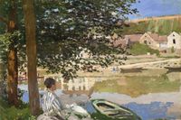 Plakat 60x40cm On the Bank of the Seine, Monet Vintage