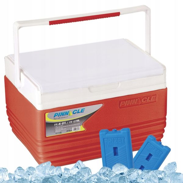 Pojemna lodówka na piknik Pinnacle TPX 6007 11L czerwona + 2 wkłady T1000 zdjęcie 1