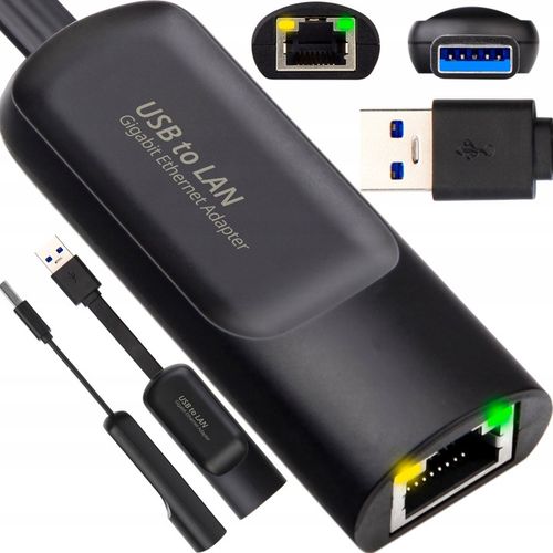PRZEJŚCIÓWKA GIGABIT KARTA SIECIOWA ADAPTER LAN RJ45 1000Mb 1Gb USB TYP A na Arena.pl