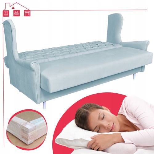 Sofa niebieska błękitna 3 osobowa WERSALKA welurowa uszak GAJA Family Meble na Arena.pl