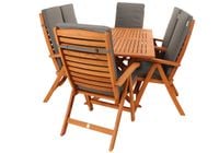 Rattanland - Zestaw mebli ogrodowych (szary) z drewna eukaliptusowego