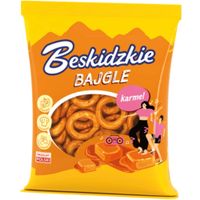 BESKIDZKIE BAJGLE smak KARMEL KARMELOWE 200g wegańskie chrupiące Aksam