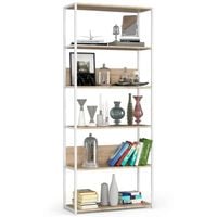 Regał do pokoju, loft, 6 półek, RAVEN, 80x32x192, biały | TYLETEGOTU