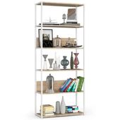 Regał do pokoju, loft, 6 półek, RAVEN, 80x32x192, biały | TYLETEGOTU