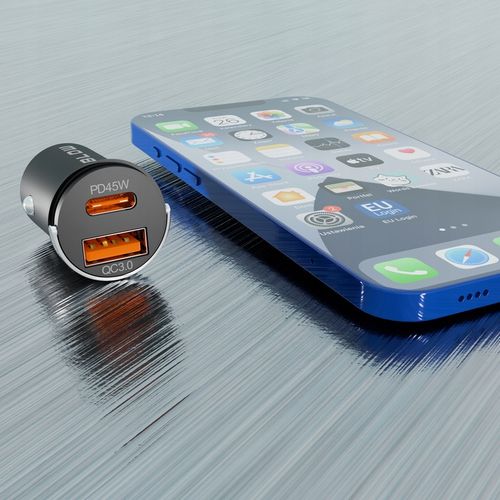 MOCNA ŁADOWARKA SAMOCHODOWA SZYBKIE ŁADOWANIE PD QC 45W USB-C 3,1A KABEL 1M na Arena.pl