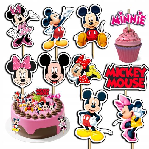 TOPPERY NA TORT (10szt) + duży TOPPER Najlepszego - MYSZKA MINNIE MINI na Arena.pl