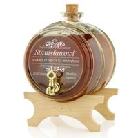 PREZENT na EMERYTURĘ BECZKA SZKLANA ANTAŁEK na WINO BIMBER 4L + GRAWER