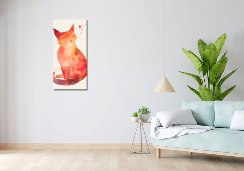 Obraz 40x90cm Akwarelowy Kot zdjęcie 2