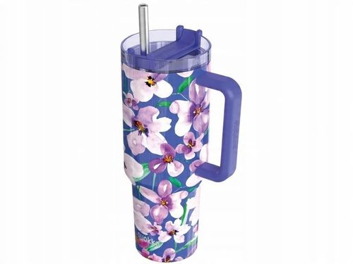 Kubek termiczny ze stali nierdzewnej 1200 ml ze słomką (Flower Dusk) na Arena.pl