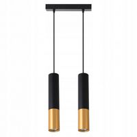 LAMPA WISZĄCA LED 1M CZARNO-ZŁOTA 2X GU10 LOFT TUBA NOWOCZESNA