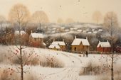 Plakat 91,5x61cm Wioska Otulona Śniegiem