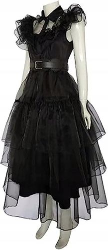 SUKIENKA WEDNESDAY ADDAMS TIULOWA PRZEBRANIE DLA DZIECI HALLOWEEN STRÓJ 120 na Arena.pl