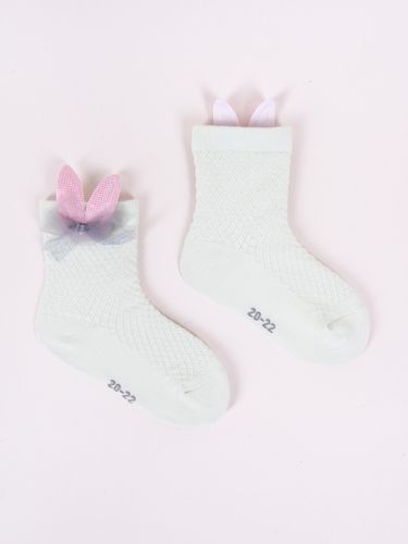 Skarpety dziewczęce z aplikacją 3D królik i kokarda 3PAK 17-19 YOCLUB na Arena.pl