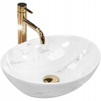 Umywalka Nablatowa Owalna Marmurowa Biała Ceramiczna Rea Sofia Marble 41 cm