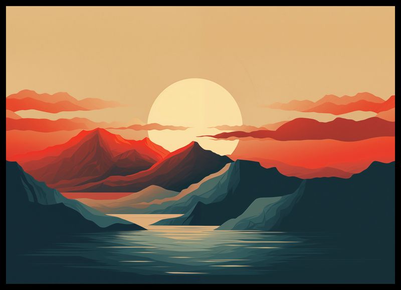 Plakat 70x50cm Zachód Słońca nad Górami zdjęcie 2