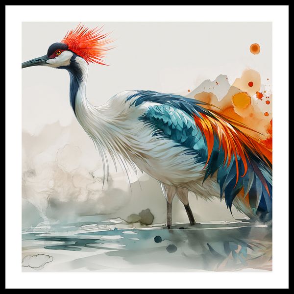 Plakat 70x70cm Żuraw w Akwareli zdjęcie 3