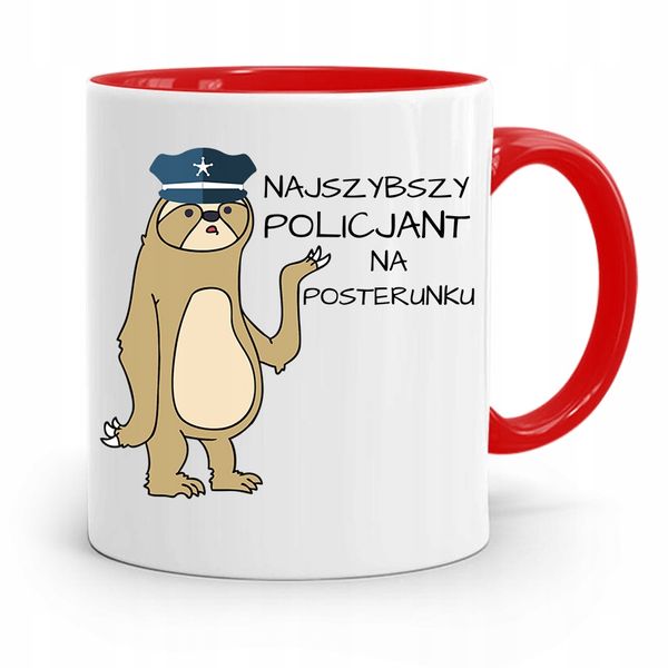 Kubek Czerwony Prezent Dla Najszybszego Policjanta Z Nadrukiem Ze Zdjęciem zdjęcie 1