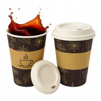 Kubki papierowe z pokrywką z trzciny BEZ OPŁATY SUP 300ml do kawy wieczka