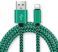Kabel Przewód Pleciony Ładowarka Micro USB 2m Sznurek Oplot Zielony Mocny